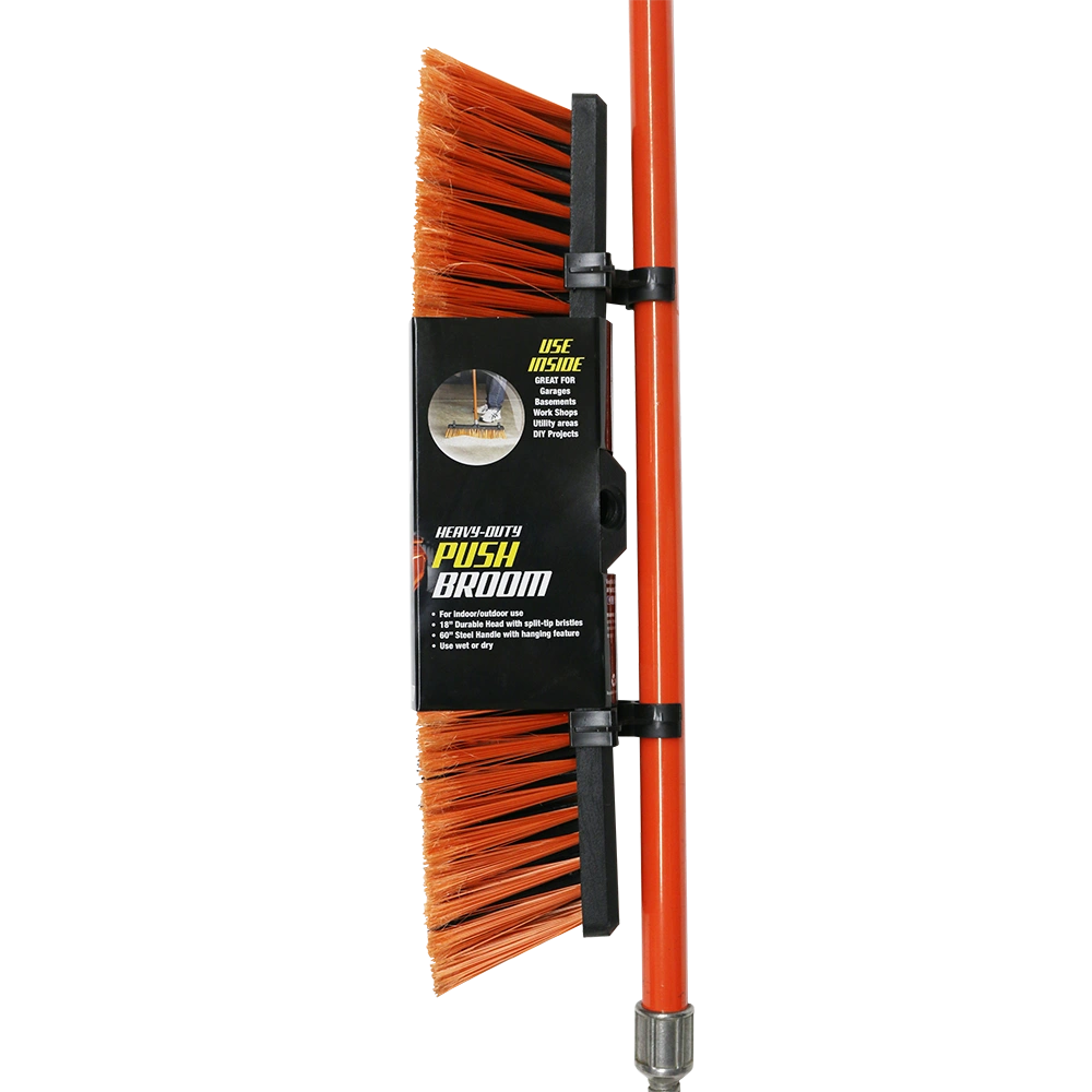 Heavy Duty Push Broom Orange & Black 18"
